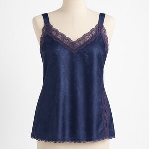 Vtg Victorian Lace Navy Blue Floral Lace Sleepwear S Y2K Babydoll Bella Swan